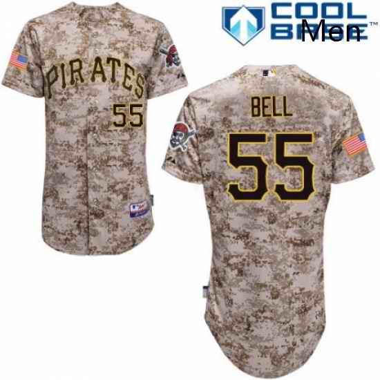 Mens Majestic Pittsburgh Pirates 55 Josh Bell Replica Camo Alternate Cool Base MLB Jersey